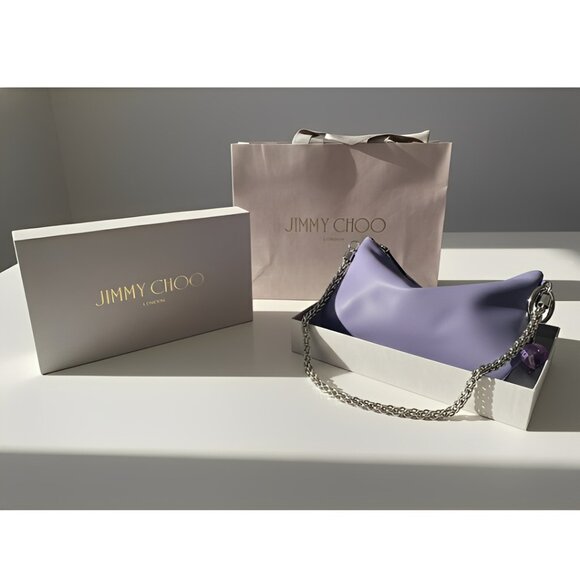 Jimmy Choo Leather Chain Pochette – Convertible Mini Baguette - Picture 10 of 11